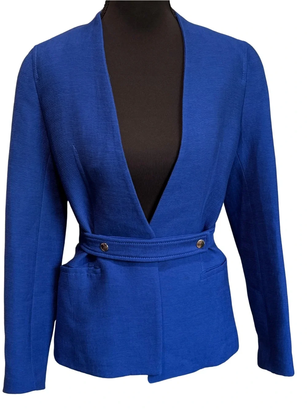Zara Matching Set Basic Collection Cobalt Blue Ribbed Blazer & Shorts XS